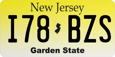 NJ license plate I78BZS