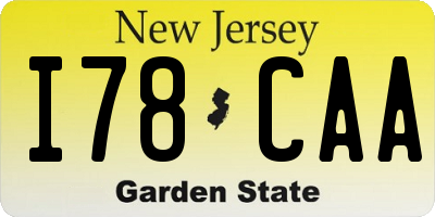 NJ license plate I78CAA