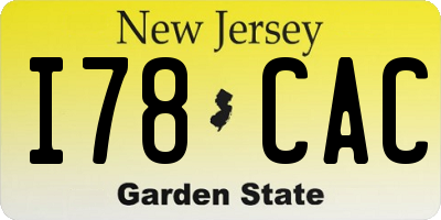 NJ license plate I78CAC