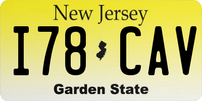 NJ license plate I78CAV