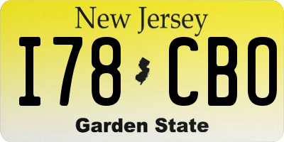 NJ license plate I78CBO