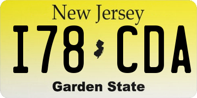 NJ license plate I78CDA
