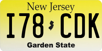 NJ license plate I78CDK