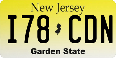 NJ license plate I78CDN