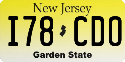 NJ license plate I78CDO