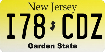 NJ license plate I78CDZ