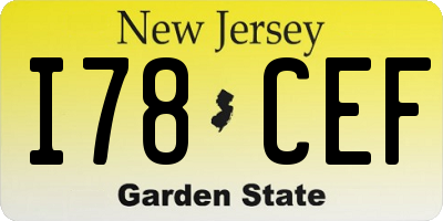 NJ license plate I78CEF