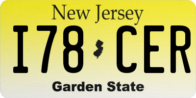 NJ license plate I78CER