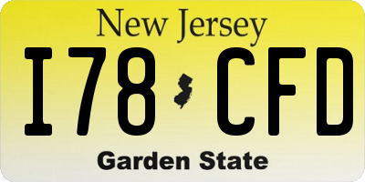 NJ license plate I78CFD