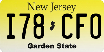 NJ license plate I78CFO