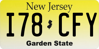 NJ license plate I78CFY
