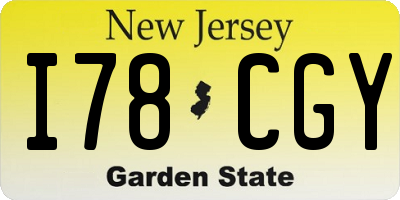 NJ license plate I78CGY