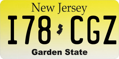 NJ license plate I78CGZ