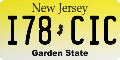 NJ license plate I78CIC