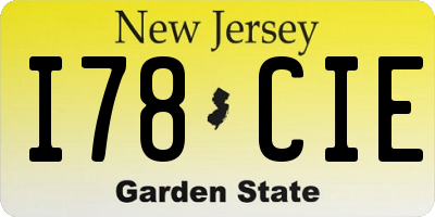 NJ license plate I78CIE