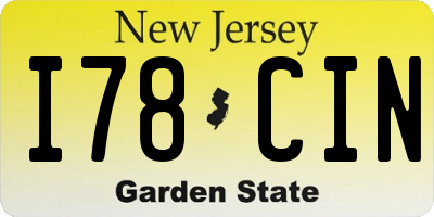 NJ license plate I78CIN