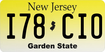 NJ license plate I78CIO
