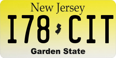NJ license plate I78CIT