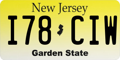 NJ license plate I78CIW