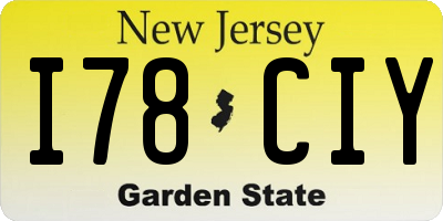 NJ license plate I78CIY