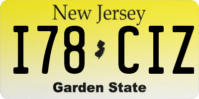 NJ license plate I78CIZ