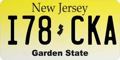 NJ license plate I78CKA