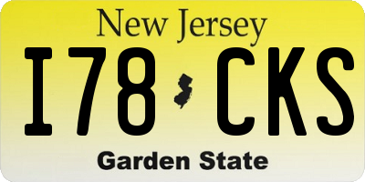 NJ license plate I78CKS