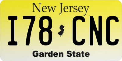 NJ license plate I78CNC