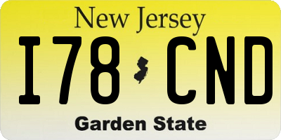 NJ license plate I78CND