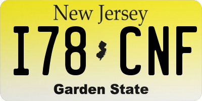 NJ license plate I78CNF