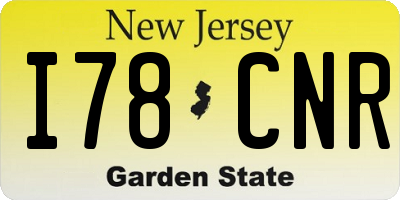 NJ license plate I78CNR