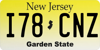 NJ license plate I78CNZ