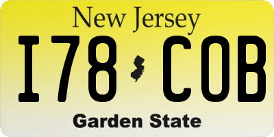 NJ license plate I78COB