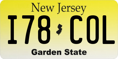 NJ license plate I78COL