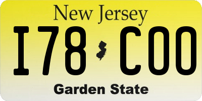 NJ license plate I78COO
