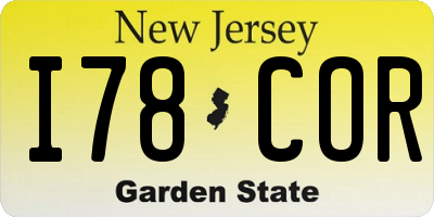 NJ license plate I78COR