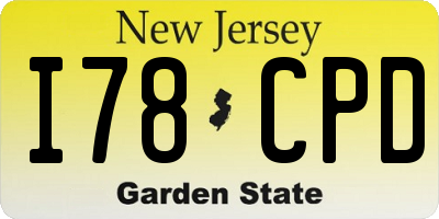 NJ license plate I78CPD