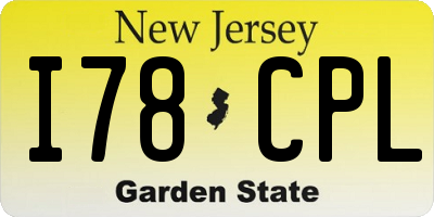 NJ license plate I78CPL