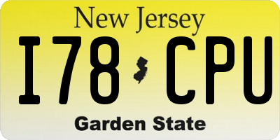 NJ license plate I78CPU
