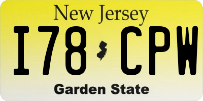 NJ license plate I78CPW