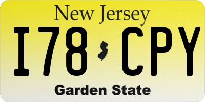 NJ license plate I78CPY