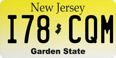 NJ license plate I78CQM