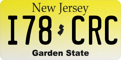 NJ license plate I78CRC
