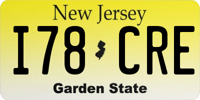 NJ license plate I78CRE