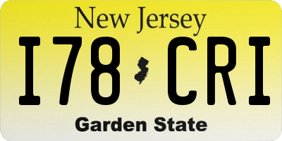NJ license plate I78CRI