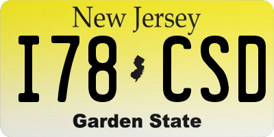 NJ license plate I78CSD