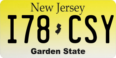 NJ license plate I78CSY