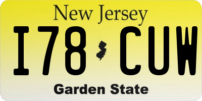 NJ license plate I78CUW