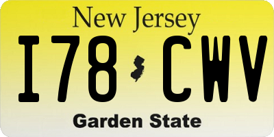 NJ license plate I78CWV