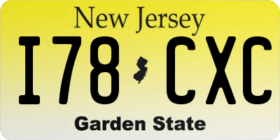 NJ license plate I78CXC